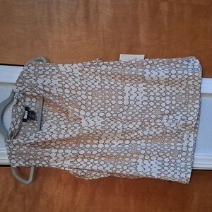 DKNY Beige and White Sleeveless Blouse